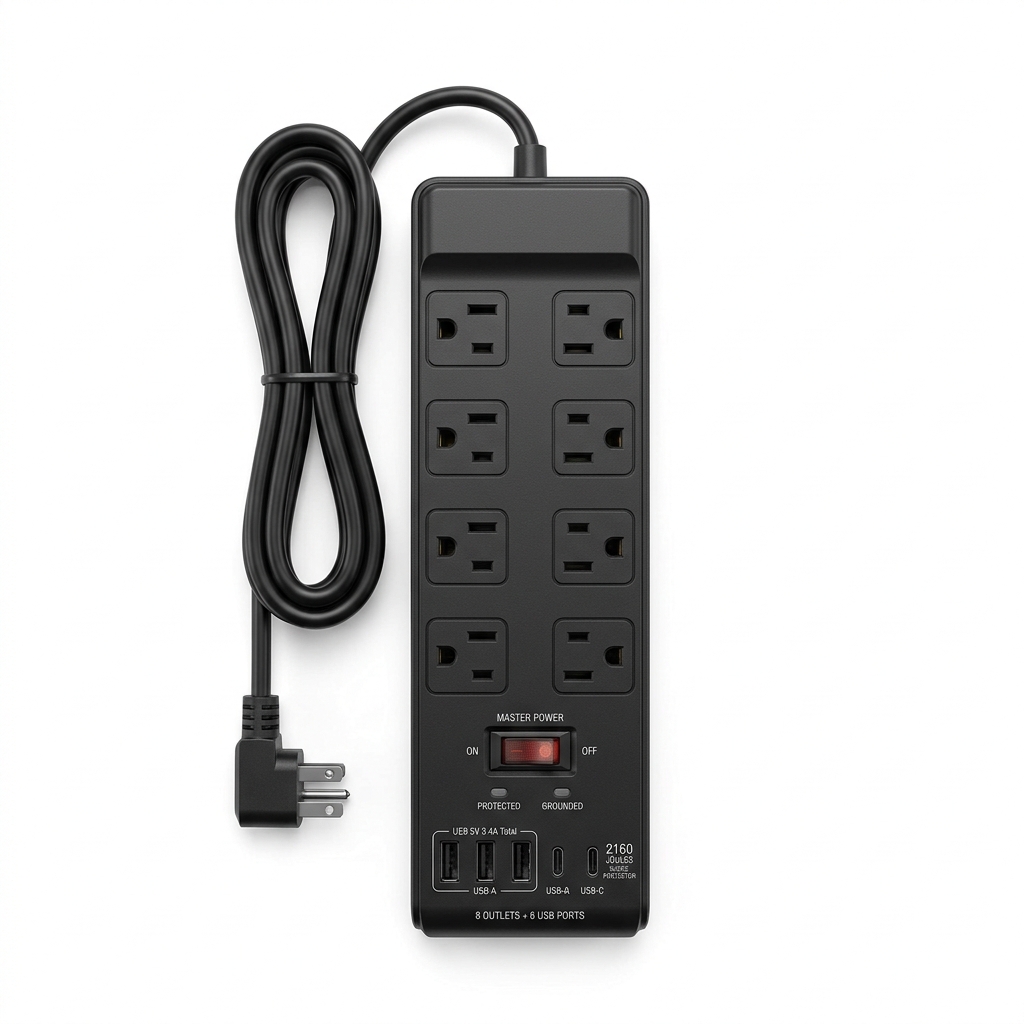 Power Strip with Surge Protection — 8 Outlets
